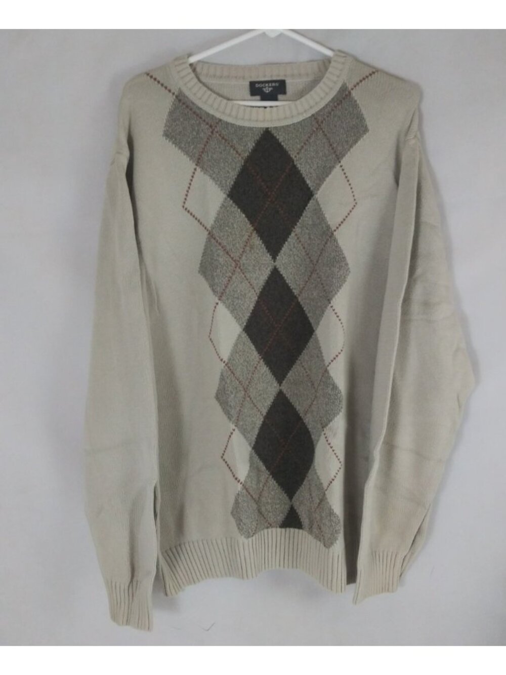 Dockers Men's Comfort Touch 100% Cotton Beige Argyle Sweater Size 2XLT